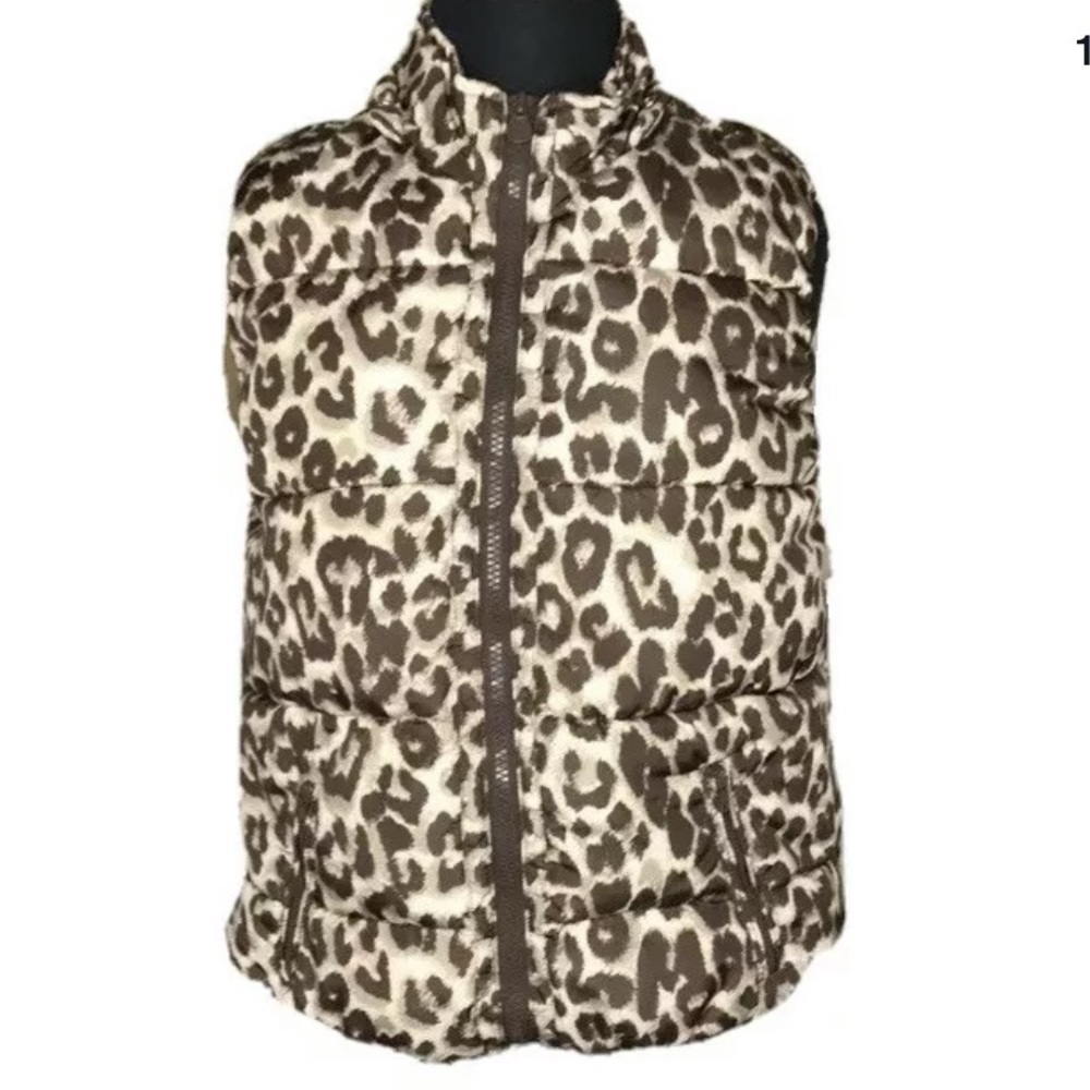 Justice Girls puffer vest size 16 leopard print